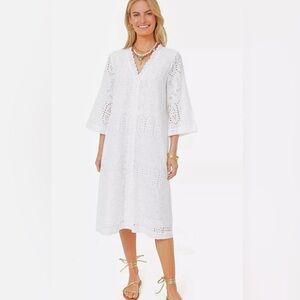 Tuckernuck White Provincial Eyelet Cote D'Azur Midi Dress Size L